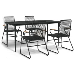 vidaXL 5-tlg. Garten-Essgruppe Schwarz PVC Rattan