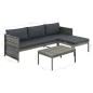 3-tlg. Garten-Lounge-Set mit Auflagen Poly Rattan Grau 3-tlg. Garten-Lounge-Set mit Auflagen Poly Rattan Grau