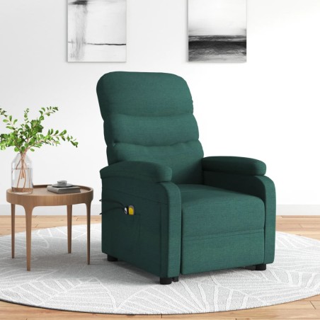 vidaXL Massagesessel mit Aufstehhilfe Dunkelgrün Stoff