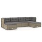 vidaXL 6-tlg. Garten-Lounge-Set mit Kissen Grau Poly Rattan vidaXL 6-tlg. Garten-Lounge-Set mit Kissen Grau Poly Rattan