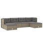 vidaXL 6-tlg. Garten-Lounge-Set mit Kissen Grau Poly Rattan vidaXL 6-tlg. Garten-Lounge-Set mit Kissen Grau Poly Rattan
