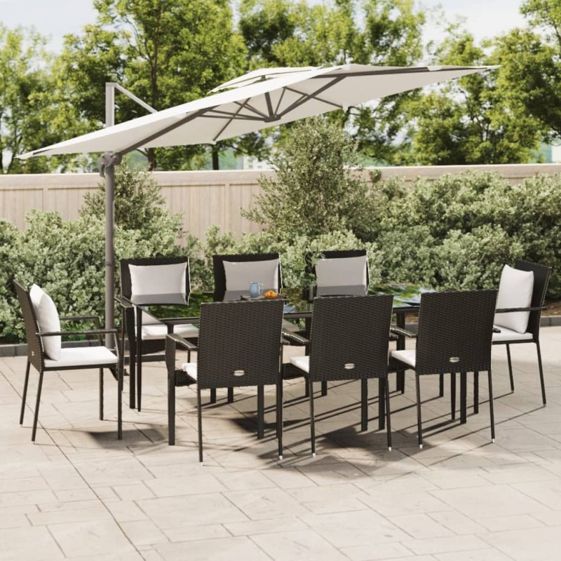 vidaXL 7-tlg. Garten-Essgruppe mit Kissen Schwarz Poly Rattan vidaXL 7-tlg. Garten-Essgruppe mit Kissen Schwarz Poly Rattan