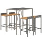 vidaXL 5-tlg. Gartenbar-Set Grau Poly Rattan & Massivholz Akazie vidaXL 5-tlg. Gartenbar-Set Grau Poly Rattan & Massivholz Akazie