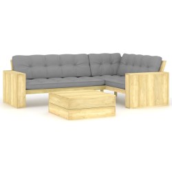 vidaXL 2-tlg. Garten-Lounge-Set mit Kissen Kiefernholz Imprägniert