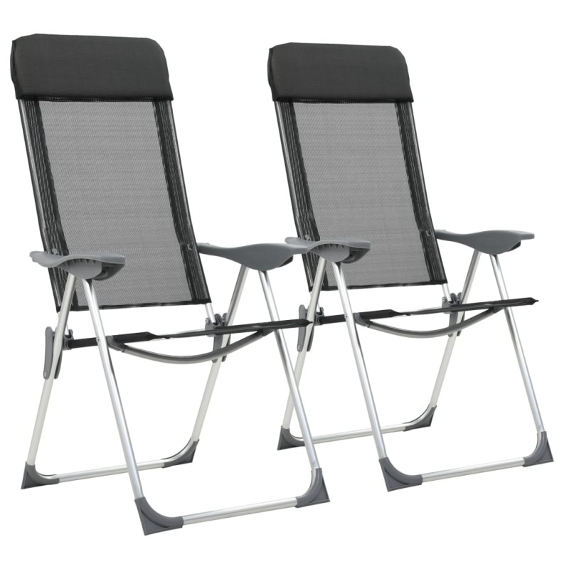 Klappbare Campingstühle 2 Stk. Aluminium Schwarz Klappbare Campingstühle 2 Stk. Aluminium Schwarz