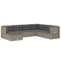 vidaXL 7-tlg. Garten-Lounge-Set mit Kissen Grau Poly Rattan vidaXL 7-tlg. Garten-Lounge-Set mit Kissen Grau Poly Rattan