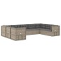 vidaXL 9-tlg. Garten-Lounge-Set mit Kissen Grau Poly Rattan vidaXL 9-tlg. Garten-Lounge-Set mit Kissen Grau Poly Rattan