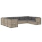 vidaXL 9-tlg. Garten-Lounge-Set mit Kissen Grau Poly Rattan vidaXL 9-tlg. Garten-Lounge-Set mit Kissen Grau Poly Rattan