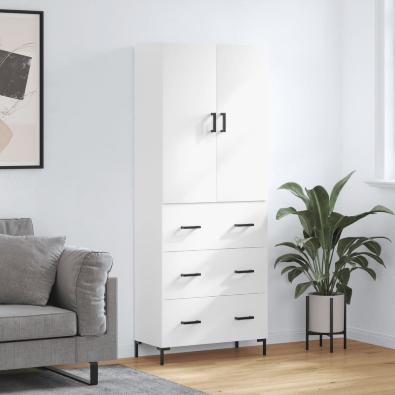 Highboard Weiß 69,5x34x180 cm Holzwerkstoff Highboard Weiß 69,5x34x180 cm Holzwerkstoff