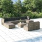 vidaXL 10-tlg. Garten-Lounge-Set mit Kissen Grau Poly Rattan vidaXL 10-tlg. Garten-Lounge-Set mit Kissen Grau Poly Rattan
