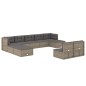 vidaXL 10-tlg. Garten-Lounge-Set mit Kissen Grau Poly Rattan vidaXL 10-tlg. Garten-Lounge-Set mit Kissen Grau Poly Rattan