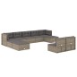vidaXL 10-tlg. Garten-Lounge-Set mit Kissen Grau Poly Rattan vidaXL 10-tlg. Garten-Lounge-Set mit Kissen Grau Poly Rattan