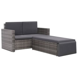 vidaXL 2-tlg. Garten-Lounge-Set mit Auflagen Poly Rattan Grau
