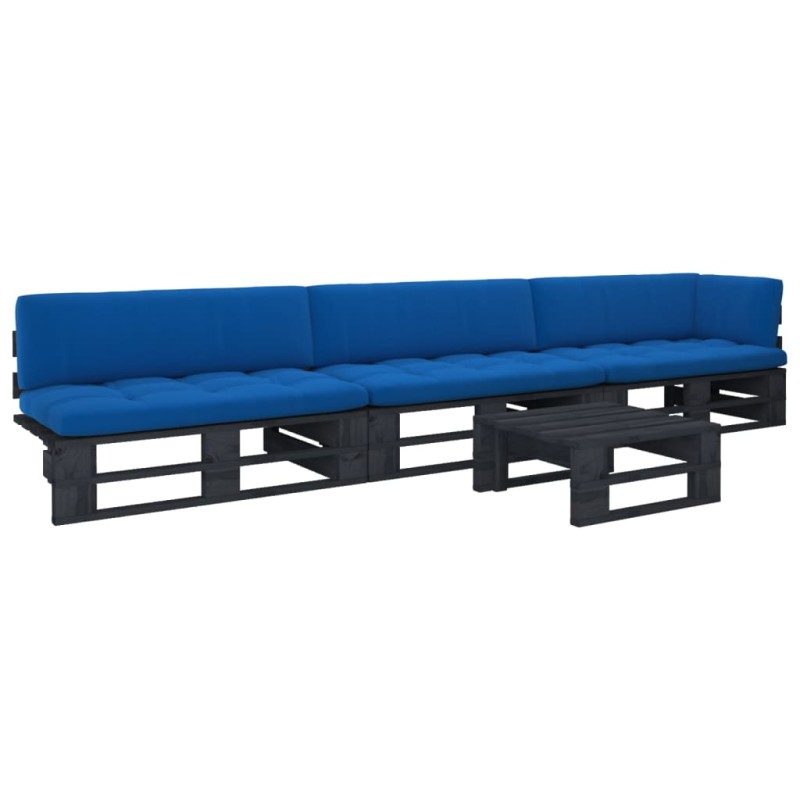 vidaXL 4-tlg. Paletten-Lounge-Set Schwarz Imprägniertes Kiefernholz vidaXL 4-tlg. Paletten-Lounge-Set Schwarz Imprägniertes Kiefernholz