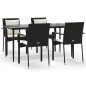 vidaXL 5-tlg. Garten-Essgruppe mit Kissen Schwarz Poly Rattan vidaXL 5-tlg. Garten-Essgruppe mit Kissen Schwarz Poly Rattan