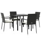 vidaXL 5-tlg. Garten-Essgruppe mit Kissen Schwarz Poly Rattan vidaXL 5-tlg. Garten-Essgruppe mit Kissen Schwarz Poly Rattan