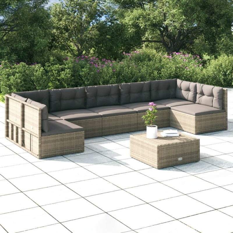vidaXL 6-tlg. Garten-Lounge-Set mit Kissen Grau Poly Rattan vidaXL 6-tlg. Garten-Lounge-Set mit Kissen Grau Poly Rattan
