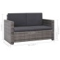 vidaXL 2-tlg. Garten-Lounge-Set mit Auflagen Poly Rattan Grau vidaXL 2-tlg. Garten-Lounge-Set mit Auflagen Poly Rattan Grau