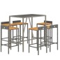 vidaXL 7-tlg. Gartenbar-Set Grau Poly Rattan & Massivholz Akazie vidaXL 7-tlg. Gartenbar-Set Grau Poly Rattan & Massivholz Akazie
