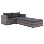 3-tlg. Garten-Lounge-Set mit Auflagen Poly Rattan Grau 3-tlg. Garten-Lounge-Set mit Auflagen Poly Rattan Grau