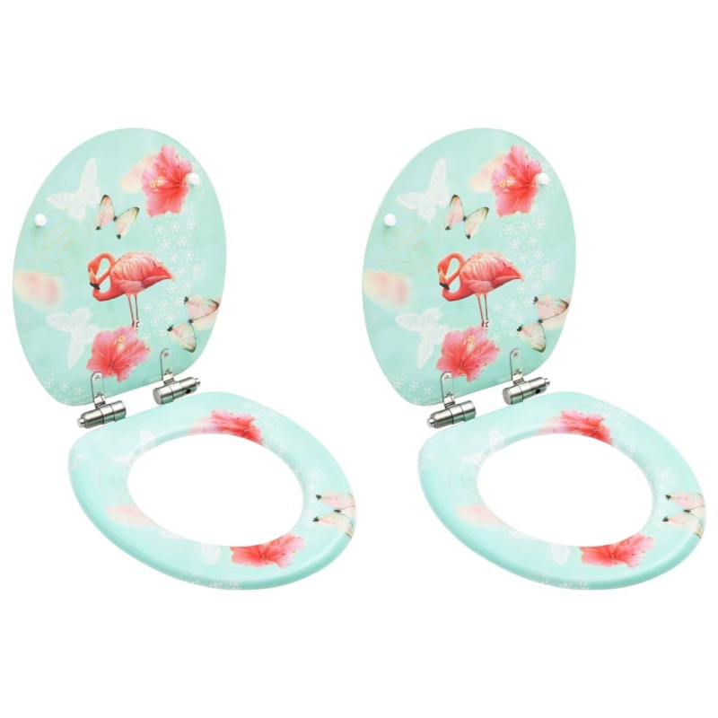 vidaXL Toilettensitze Soft-Close-Deckel 2 Stk. MDF Flamingo-Design vidaXL Toilettensitze Soft-Close-Deckel 2 Stk. MDF Flamingo-Design