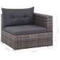 3-tlg. Garten-Lounge-Set mit Auflagen Poly Rattan Grau 3-tlg. Garten-Lounge-Set mit Auflagen Poly Rattan Grau