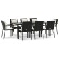 vidaXL 9-tlg. Garten-Essgruppe mit Kissen Schwarz Poly Rattan vidaXL 9-tlg. Garten-Essgruppe mit Kissen Schwarz Poly Rattan