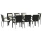 vidaXL 9-tlg. Garten-Essgruppe mit Kissen Schwarz Poly Rattan vidaXL 9-tlg. Garten-Essgruppe mit Kissen Schwarz Poly Rattan