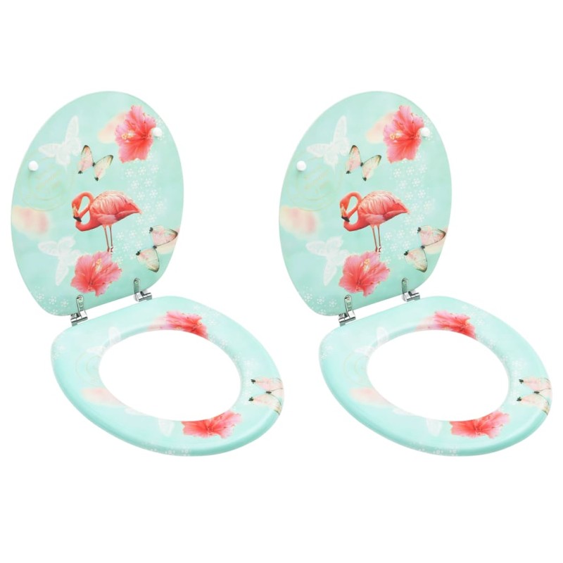 vidaXL Toilettensitze mit Deckel 2 Stk. MDF Flamingo-Design vidaXL Toilettensitze mit Deckel 2 Stk. MDF Flamingo-Design
