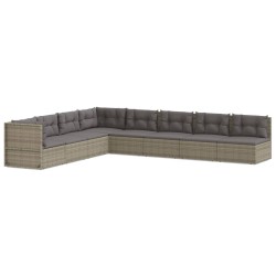 vidaXL 8-tlg. Garten-Lounge-Set mit Kissen Grau Poly Rattan