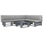 vidaXL 4-tlg. Paletten-Lounge-Set Grau Imprägniertes Kiefernholz vidaXL 4-tlg. Paletten-Lounge-Set Grau Imprägniertes Kiefernholz
