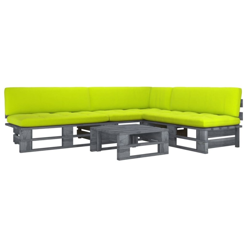 vidaXL 4-tlg. Paletten-Lounge-Set Grau Imprägniertes Kiefernholz vidaXL 4-tlg. Paletten-Lounge-Set Grau Imprägniertes Kiefernholz