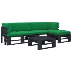 vidaXL 4-tlg. Paletten-Lounge-Set Schwarz Imprägniertes Kiefernholz