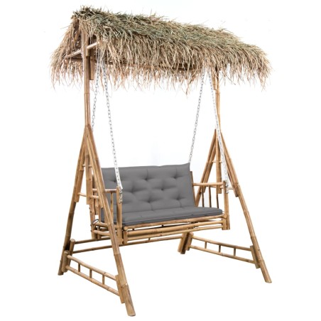 vidaXL Hollywoodschaukel mit Palmblättern und Kissen 202 cm Bambus 