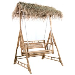 vidaXL Hollywoodschaukel mit Palmblättern und Kissen 202 cm Bambus 