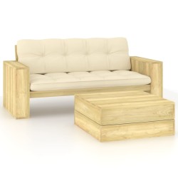 vidaXL 2-tlg. Garten-Lounge-Set mit Kissen Kiefernholz Imprägniert