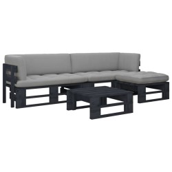 vidaXL 4-tlg. Paletten-Lounge-Set Schwarz Imprägniertes Kiefernholz
