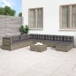 vidaXL 9-tlg. Garten-Lounge-Set mit Kissen Grau Poly Rattan vidaXL 9-tlg. Garten-Lounge-Set mit Kissen Grau Poly Rattan