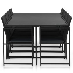 vidaXL 9-tlg. Garten-Essgruppe mit Auflagen Poly Rattan Schwarz