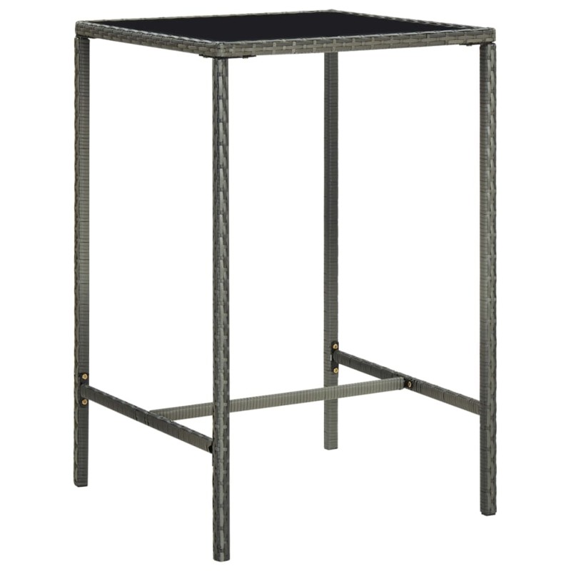 vidaXL Garten-Bartisch Grau 70x70x110 cm Poly Rattan und Glas vidaXL Garten-Bartisch Grau 70x70x110 cm Poly Rattan und Glas