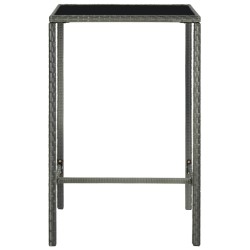 vidaXL Garten-Bartisch Grau 70x70x110 cm Poly Rattan und Glas