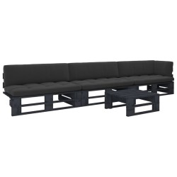 vidaXL 4-tlg. Paletten-Lounge-Set Schwarz Imprägniertes Kiefernholz