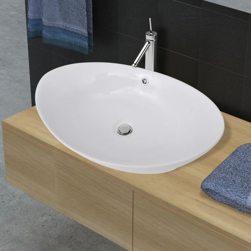 Keramik Waschbecken Keramikspülen Überlauf Oval 59 x 38,5 cm Keramik Waschbecken Keramikspülen Überlauf Oval 59 x 38,5 cm