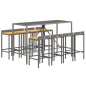 vidaXL 9-tlg. Gartenbar-Set Grau Poly Rattan & Massivholz Akazie vidaXL 9-tlg. Gartenbar-Set Grau Poly Rattan & Massivholz Akazie