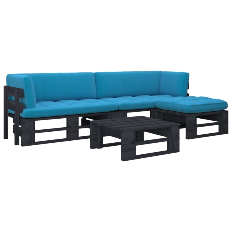 vidaXL 4-tlg. Paletten-Lounge-Set Schwarz Imprägniertes Kiefernholz vidaXL 4-tlg. Paletten-Lounge-Set Schwarz Imprägniertes Kiefernholz