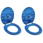 vidaXL Toilettensitze mit Deckel 2 Stk. MDF Blau Wassertropfen-Design vidaXL Toilettensitze mit Deckel 2 Stk. MDF Blau Wassertropfen-Design