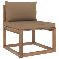 vidaXL Outdoor-Mittelsofa Paletten mit Kissen in Taupe