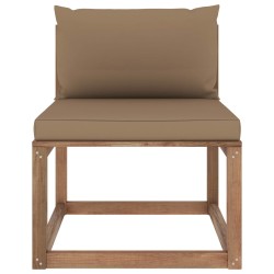 vidaXL Outdoor-Mittelsofa Paletten mit Kissen in Taupe