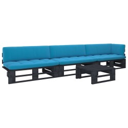 vidaXL 4-tlg. Paletten-Lounge-Set Schwarz Imprägniertes Kiefernholz