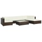 8-tlg. Garten-Lounge-Set mit Auflagen Poly Rattan Braun 8-tlg. Garten-Lounge-Set mit Auflagen Poly Rattan Braun